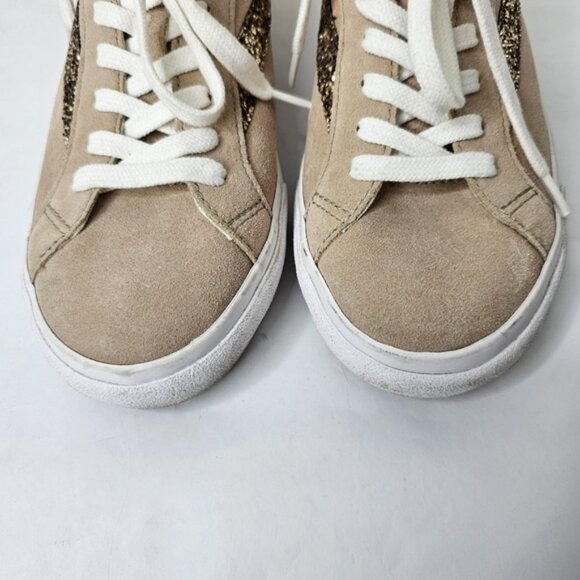 Madewell Sidewal Low-Top Sneaker Beige Suede Leather With Glitter Accent Size 8 - Picture 5 of 10